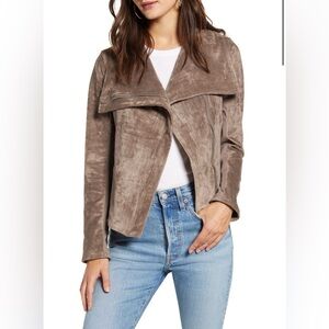 BLANKNYC Faux Suede Moto‎ Jacket Taupe Stylish Cozy